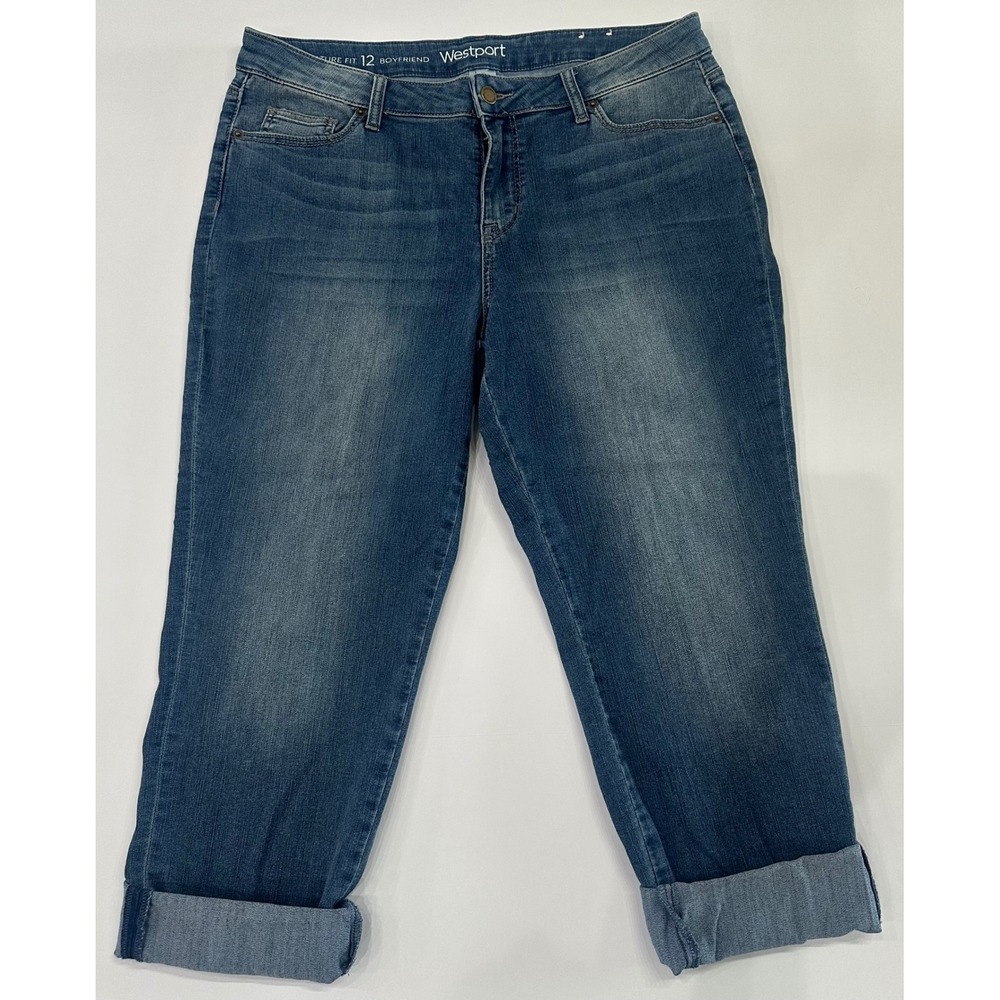 Westport Signature Fit Boyfriend Jeans Womens 12 Medium Wash Cropped Denim